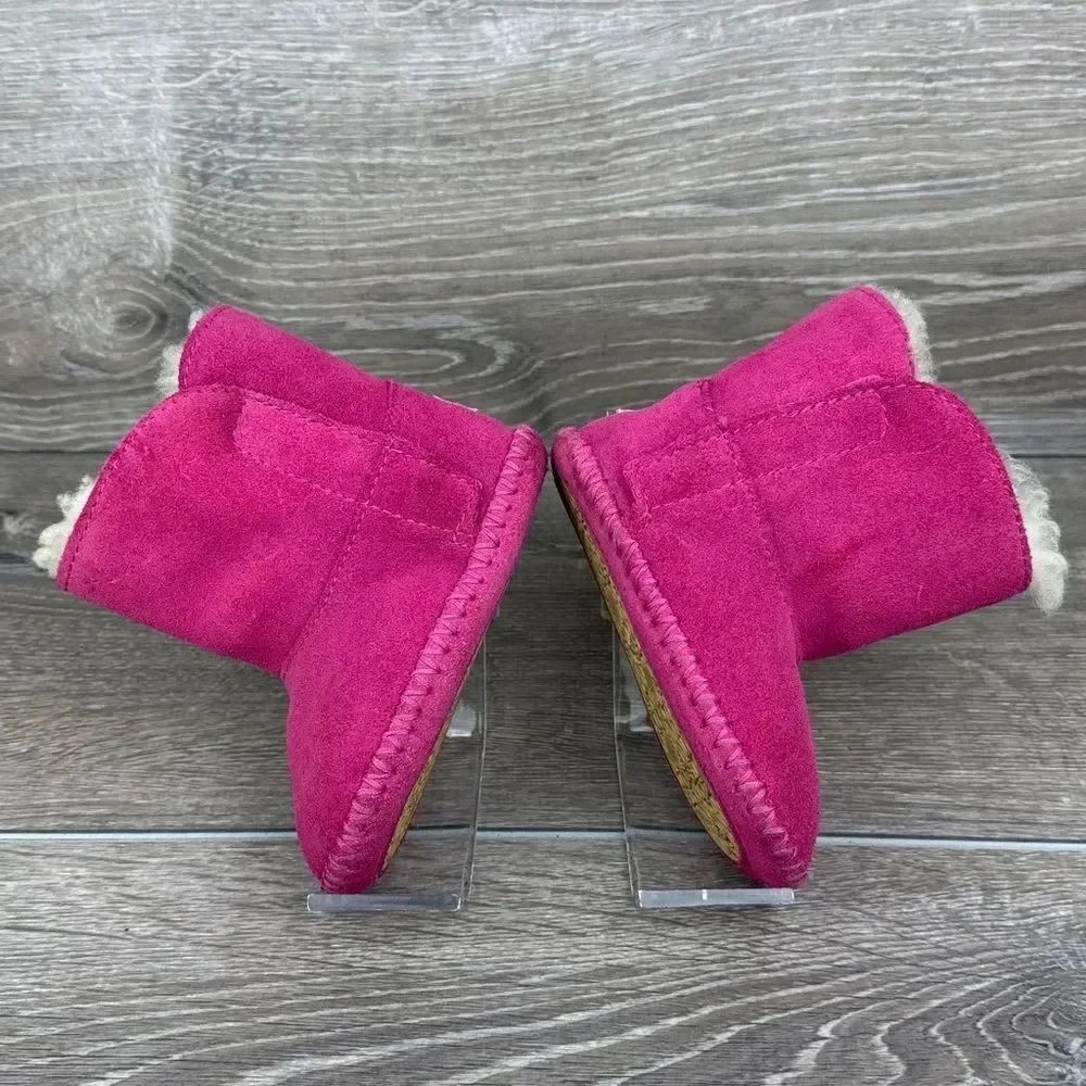 Ugg Caden Toddler Girl Sz 5 Princess Pink Suede Shearling Lined Moccasin Booties